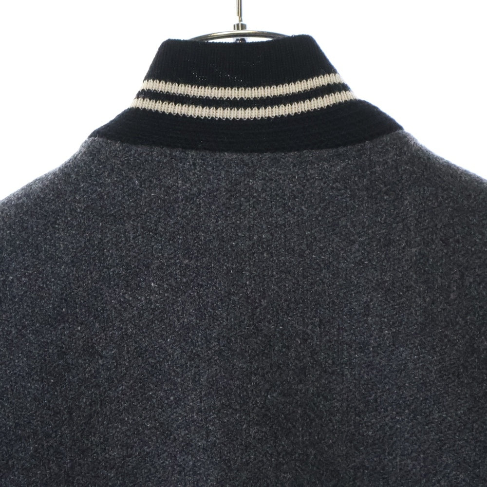 SAINT LAURENT PARIS(サンローランパリ) TEDDY JACKET テディジャケット レザートリムスタジャンパー ブラック/グレー 354718 Y968W
