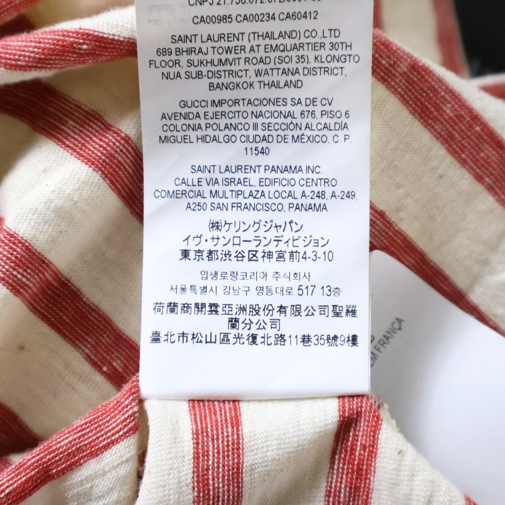 SAINT LAURENT PARIS(サンローランパリ) YSLロゴ刺繍ボーダー 半袖Tシャツ カットソー べージュ/ピンク 683806 Y36OX