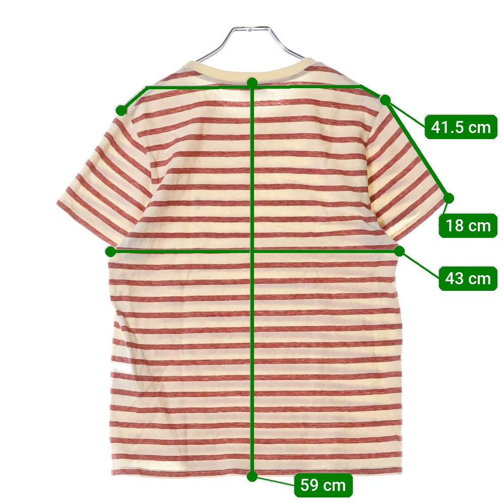 SAINT LAURENT PARIS(サンローランパリ) YSLロゴ刺繍ボーダー 半袖Tシャツ カットソー べージュ/ピンク 683806 Y36OX