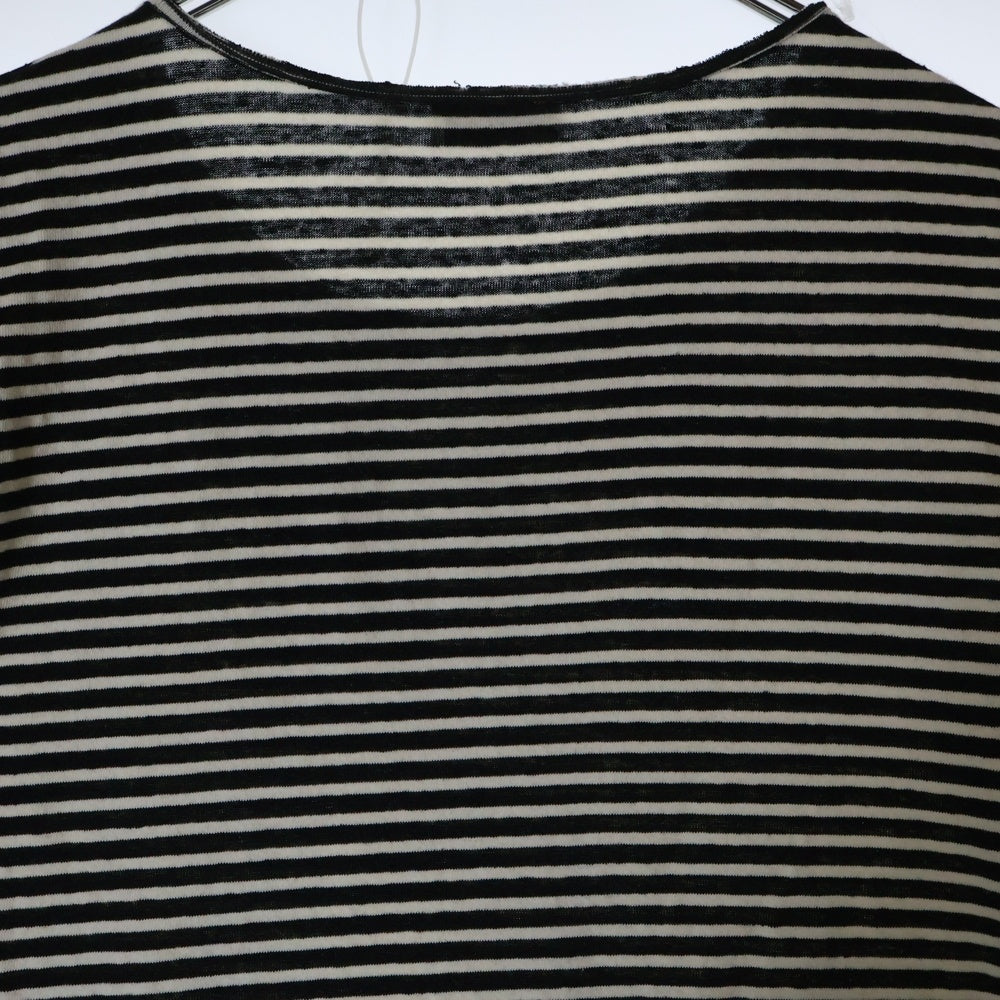 SAINT LAURENT PARIS(サンローランパリ) YSLロゴ刺繍ボーダー 半袖Tシャツ カットソー ブラック 683809 Y36OZ