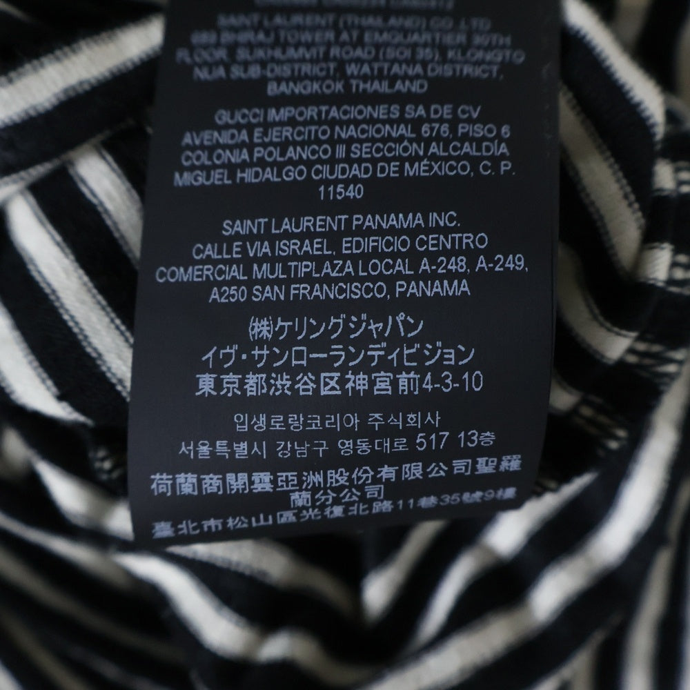 SAINT LAURENT PARIS(サンローランパリ) YSLロゴ刺繍ボーダー 半袖Tシャツ カットソー ブラック 683809 Y36OZ