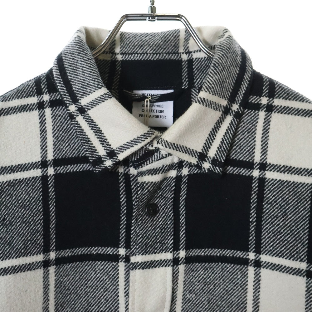 VETEMENTS(ヴェトモン) MY NAME IS FLANNEL SHIRT フランネル ウール長袖シャツ ブラック/ホワイト