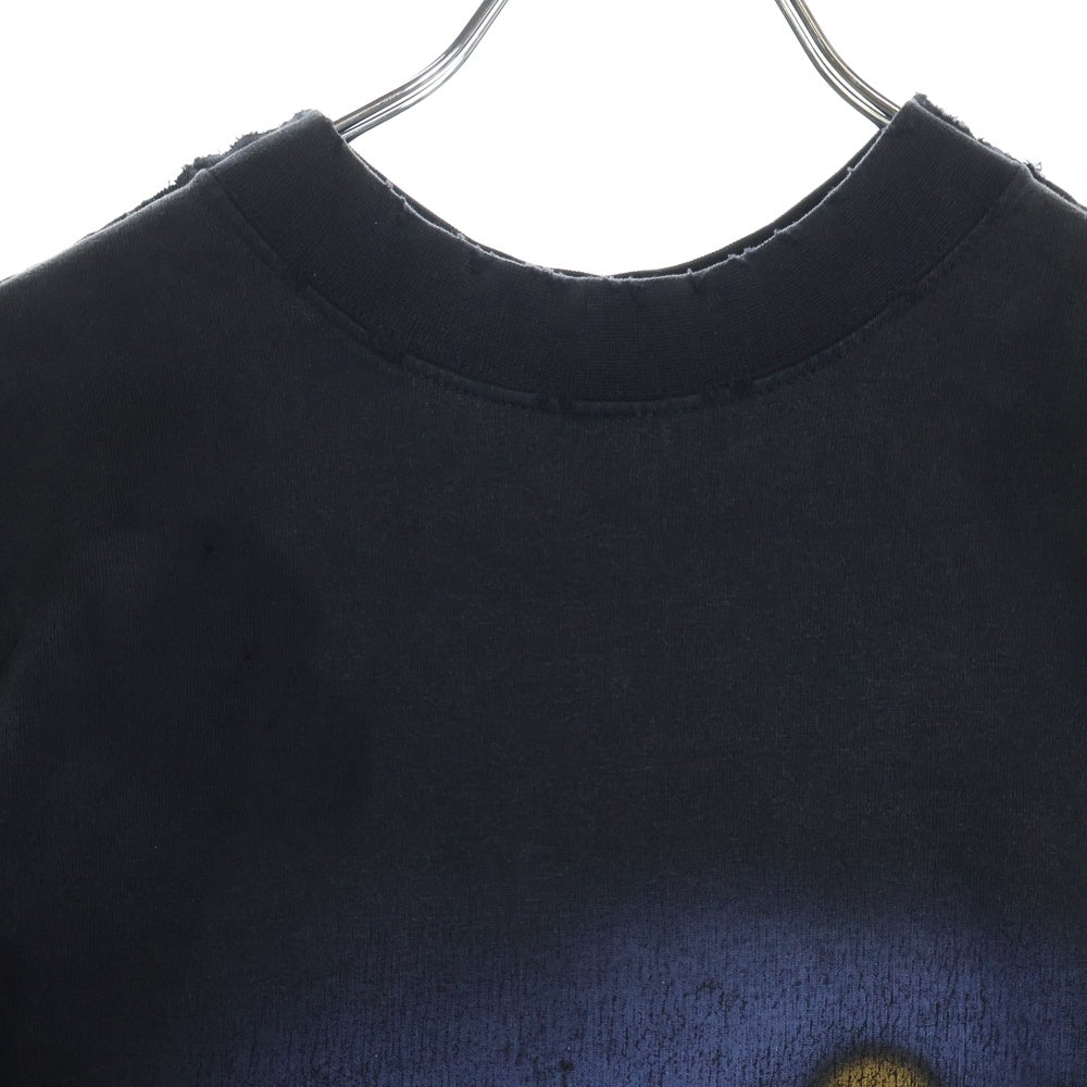 BALENCIAGA(バレンシアガ) 24SS PARIS MOON Double Front USED加工 パリ ムーン オーバーサイズ半袖Tシャツ ブラック 791615 TQVY2