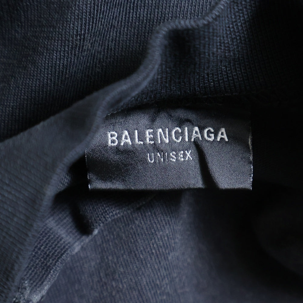 BALENCIAGA(バレンシアガ) 24SS PARIS MOON Double Front USED加工 パリ ムーン オーバーサイズ半袖Tシャツ ブラック 791615 TQVY2