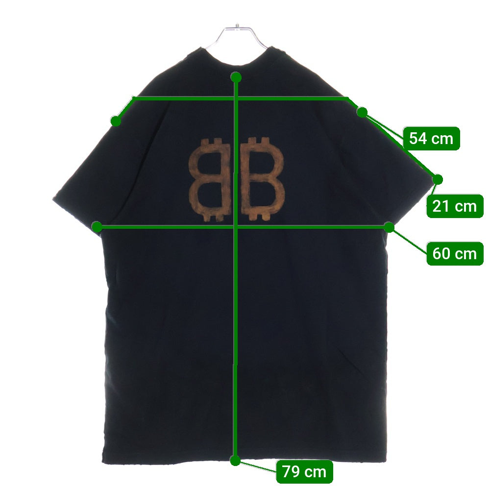BALENCIAGA(バレンシアガ) 24SS PARIS MOON Double Front USED加工 パリ ムーン オーバーサイズ半袖Tシャツ ブラック 791615 TQVY2