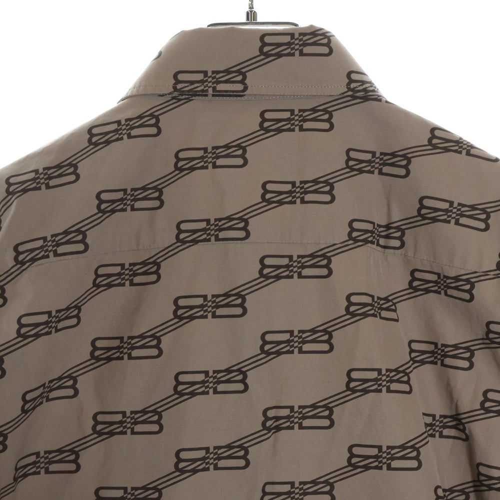 BALENCIAGA(バレンシアガ) 22SS BBモノグラムロゴ 総柄半袖シャツ ブラウン 683734 TML36