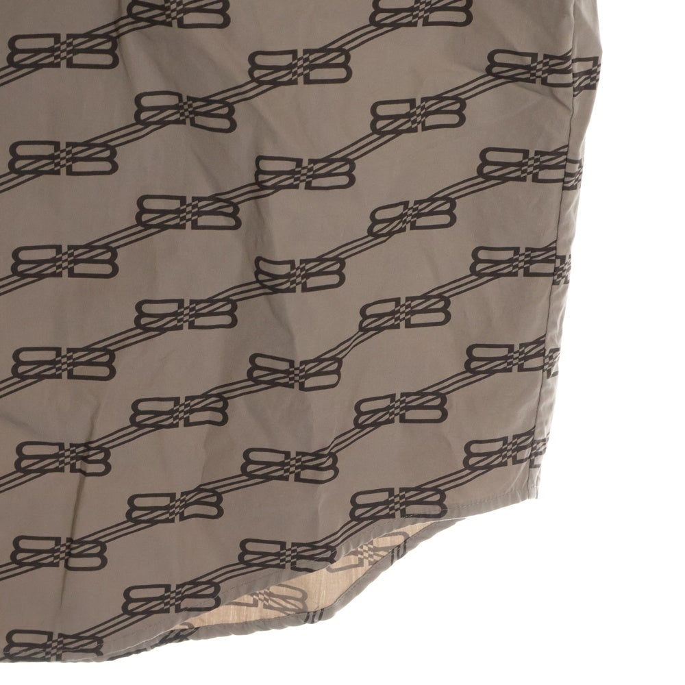 BALENCIAGA(バレンシアガ) 22SS BBモノグラムロゴ 総柄半袖シャツ ブラウン 683734 TML36