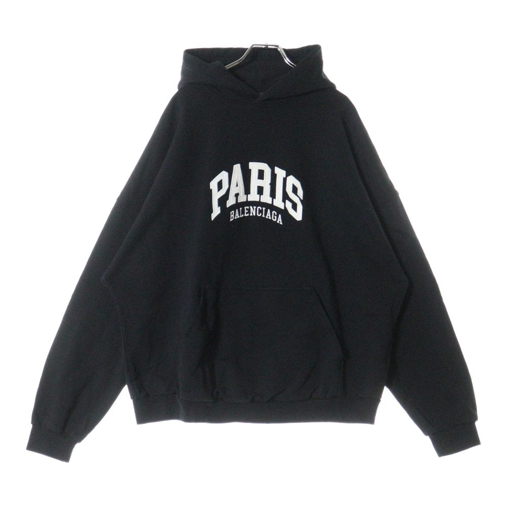 BALENCIAGA(バレンシアガ) 22SS PARIS刺繍プルオーバーパーカー ブラック 674986 TLVL8