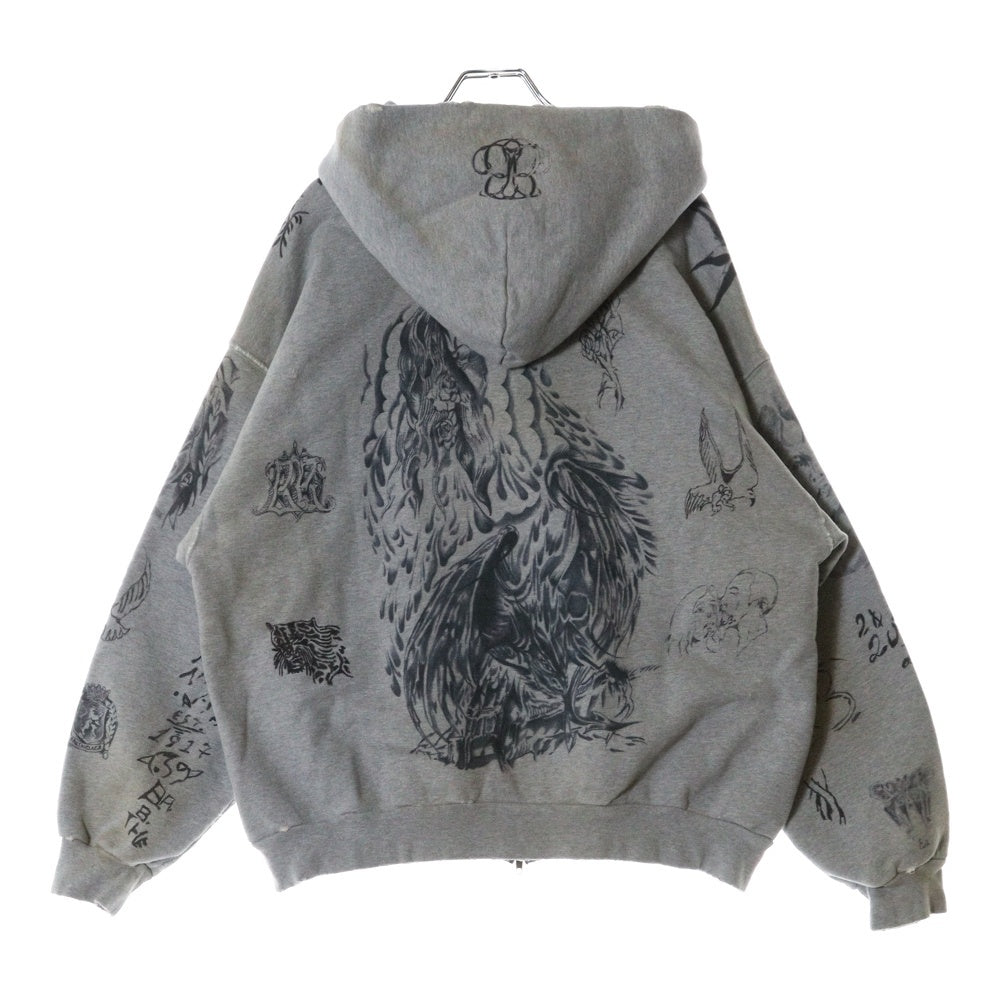 BALENCIAGA(バレンシアガ) 24SS Graffiti Zip Up Hoodie グラフィティ ダメージ加工 ジップアップスウェット フーディー ホワイト 770939 TQVK1