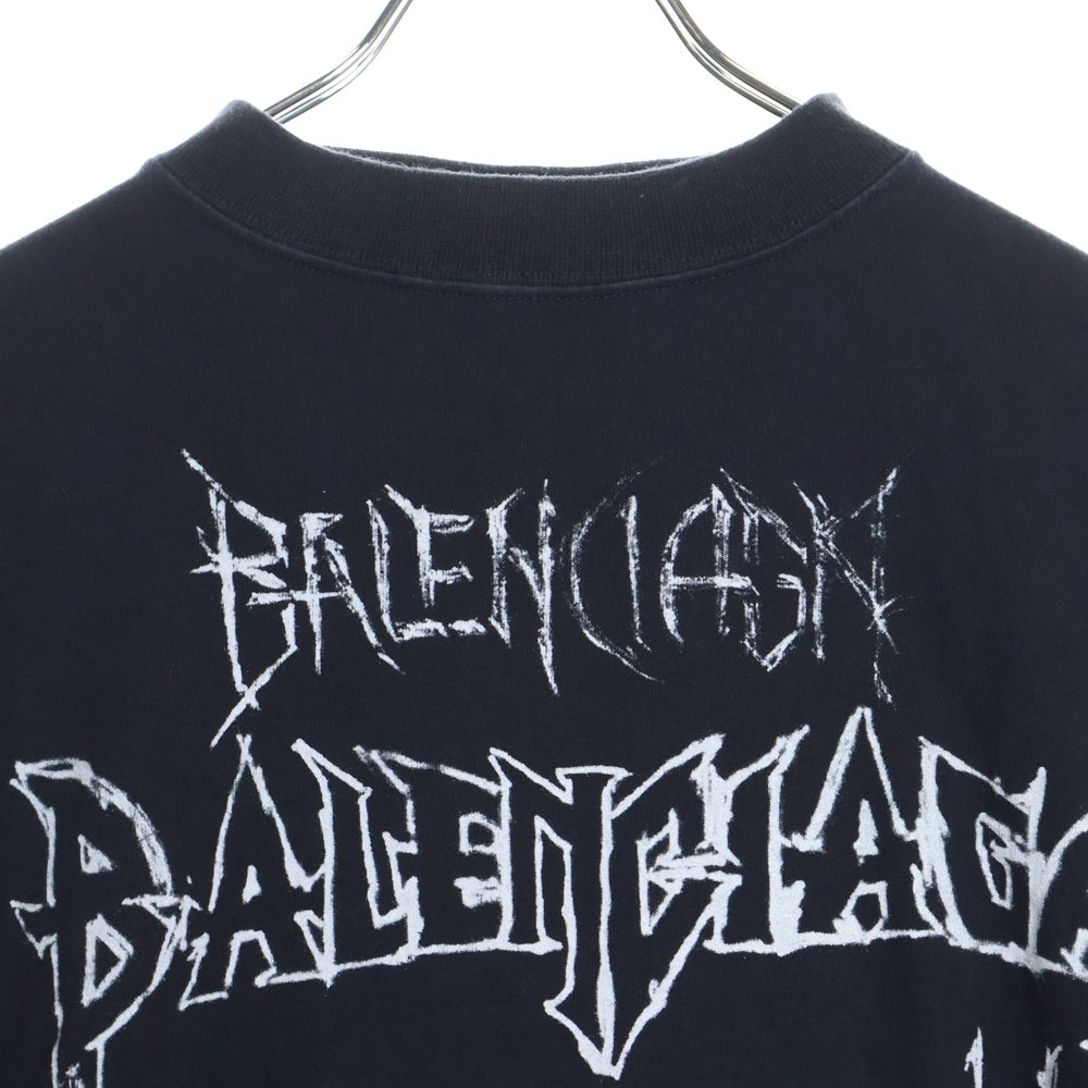 BALENCIAGA(バレンシアガ) 24SS ヴィンテージ加工メタルロゴ長袖Tシャツ カットソー ブラック 699191 TPVO3