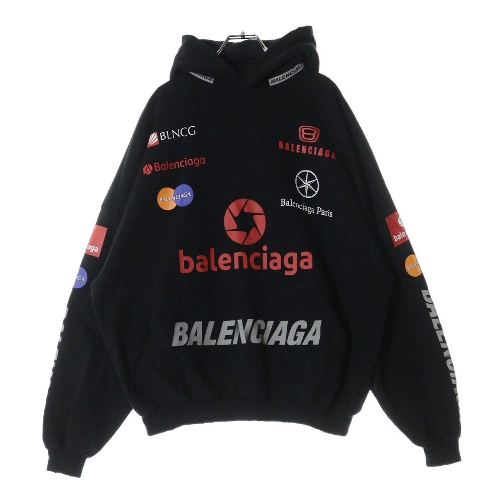 BALENCIAGA(バレンシアガ) 23AW Top League Round Hoodie トップリーグ ラウンド ダメージ加工 プルオーバースウェットパーカー フーディー ブラック 767885 TPVF1
