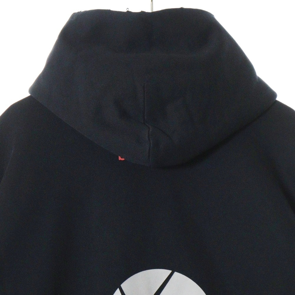 BALENCIAGA(バレンシアガ) 23AW Top League Round Hoodie トップリーグ ラウンド ダメージ加工 プルオーバースウェットパーカー フーディー ブラック 767885 TPVF1