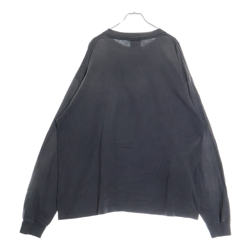 SAINT MICHAEL(セントマイケル) 25SS RAINBOW LS TEE VINTAGE加工 レインボーロゴプリント クルーネック 長袖Tシャツ カットソー ブラック SM-HR8-0000-032