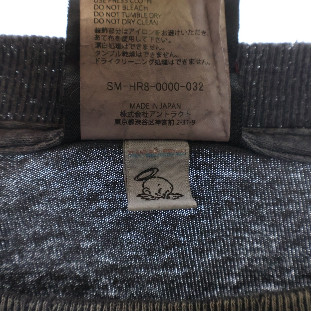 SAINT MICHAEL(セントマイケル) 25SS RAINBOW LS TEE VINTAGE加工 レインボーロゴプリント クルーネック 長袖Tシャツ カットソー ブラック SM-HR8-0000-032
