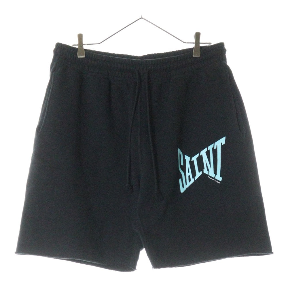 SAINT MICHAEL(セントマイケル) 23SS SHORTS/SAINT セイントロゴプリント スウェットハーフパンツ ショーツ ブラック SM-S23-0000-056