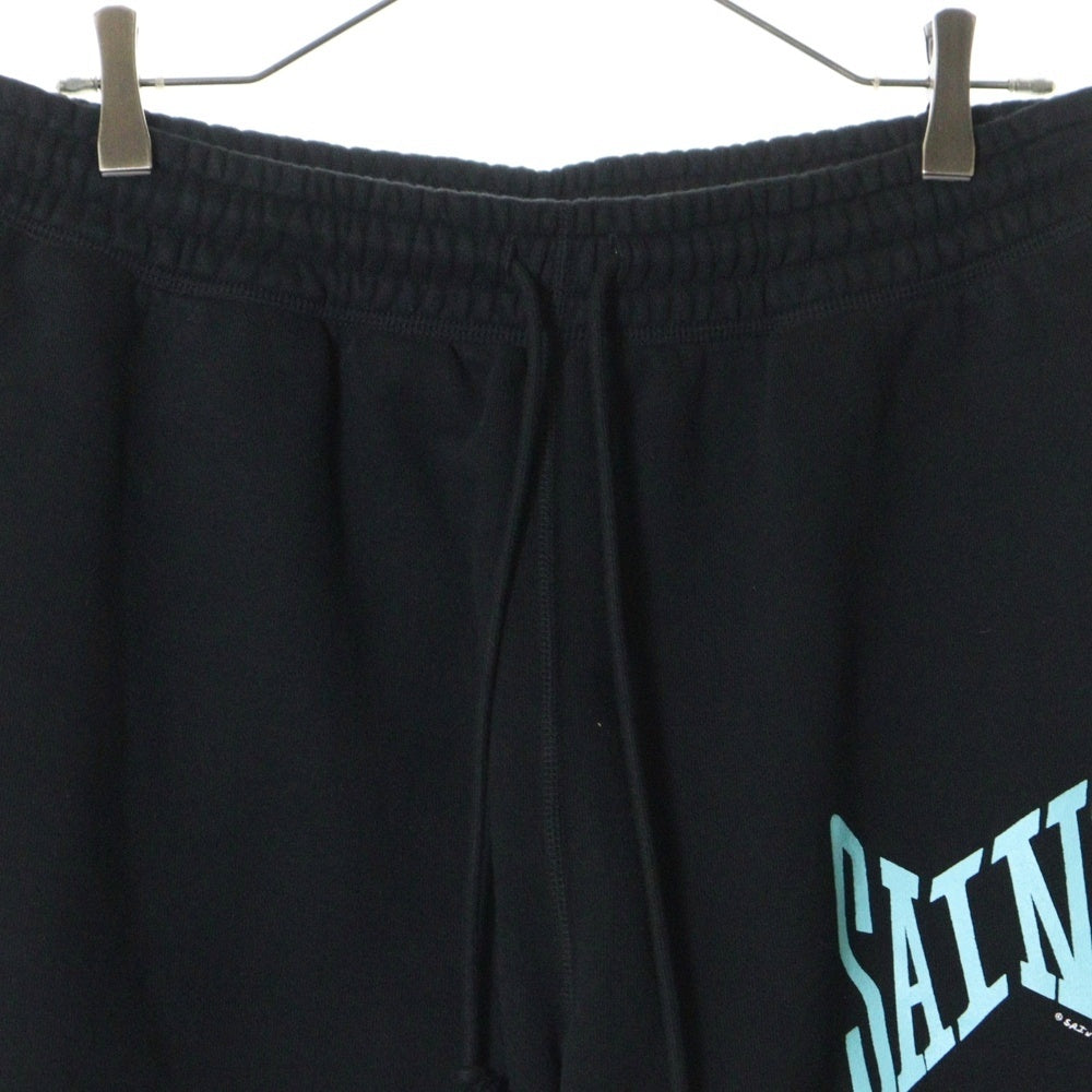 SAINT MICHAEL(セントマイケル) 23SS SHORTS/SAINT セイントロゴプリント スウェットハーフパンツ ショーツ ブラック SM-S23-0000-056