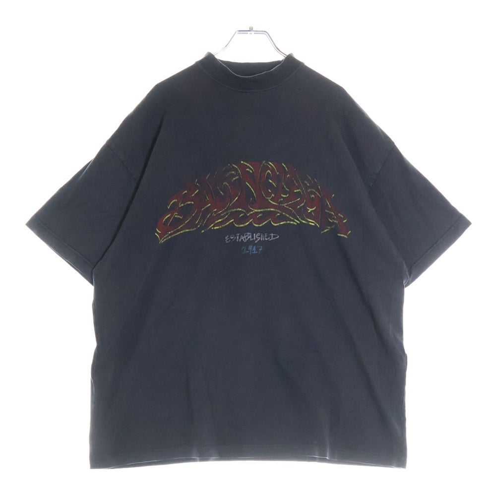 BALENCIAGA(バレンシアガ) 23AW Off Shore Oversized T-shirt ヴィンテージ加工 オーバーサイズド 半袖Tシャツ チャコールグレー 739028 TPVM8