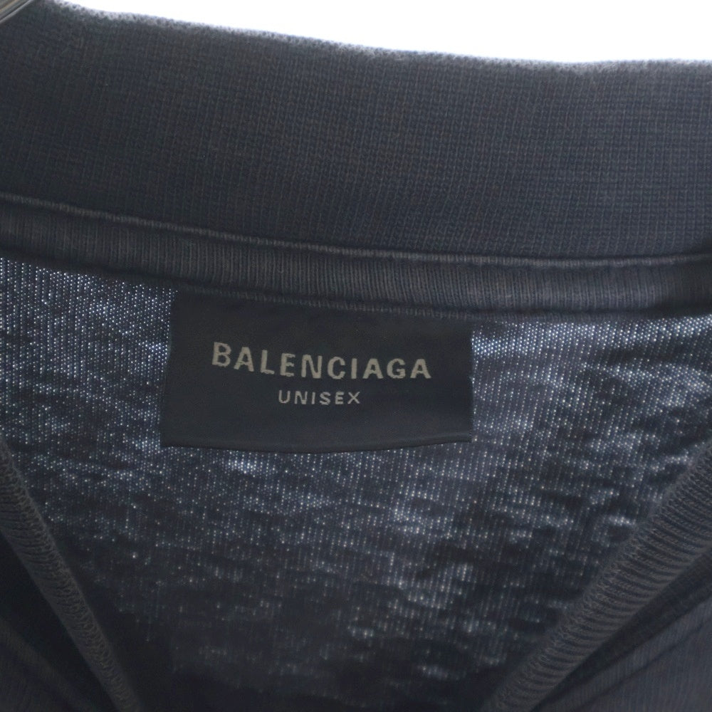 BALENCIAGA(バレンシアガ) 23AW Off Shore Oversized T-shirt ヴィンテージ加工 オーバーサイズド 半袖Tシャツ チャコールグレー 739028 TPVM8
