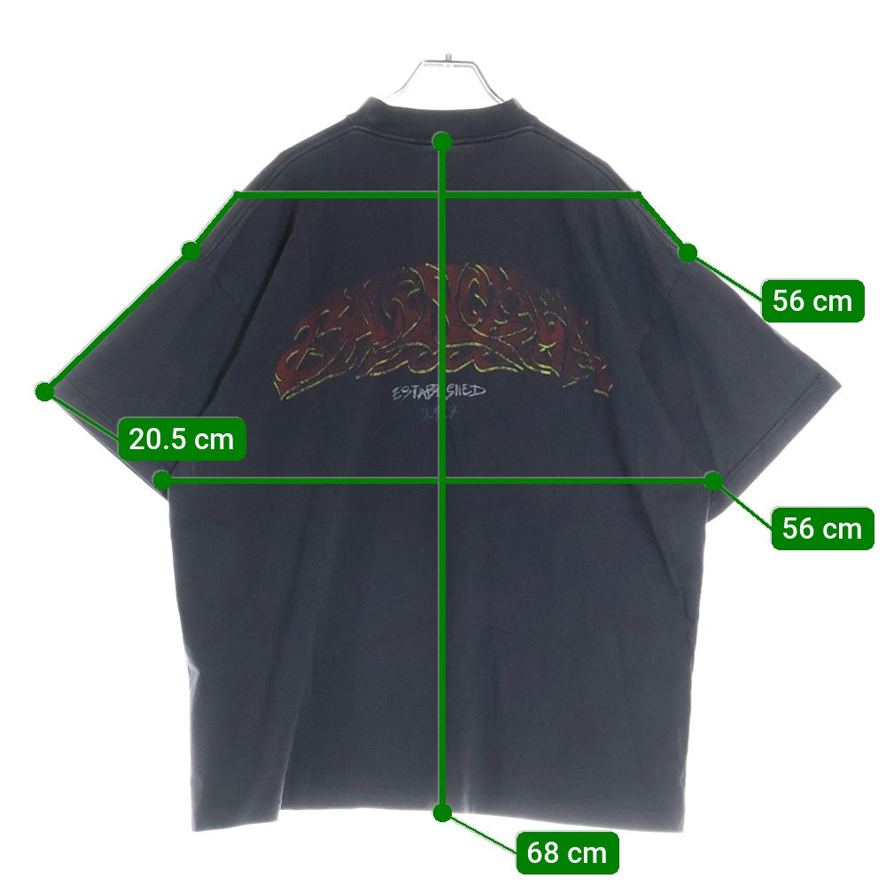 BALENCIAGA(バレンシアガ) 23AW Off Shore Oversized T-shirt ヴィンテージ加工 オーバーサイズド 半袖Tシャツ チャコールグレー 739028 TPVM8