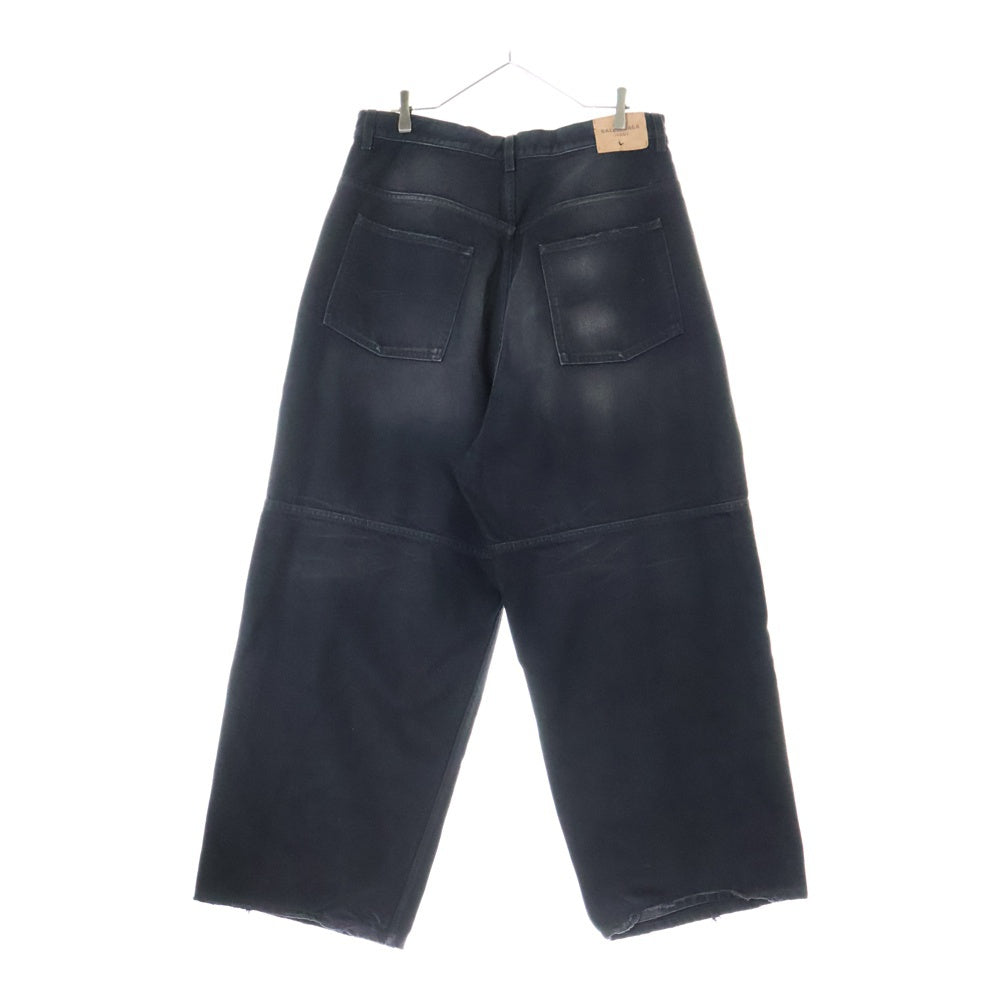BALENCIAGA(バレンシアガ) 25SS Baggy Denim ドローコードワックス加工バギーデニムワイドパンツ 814161 TQW64 ブラック