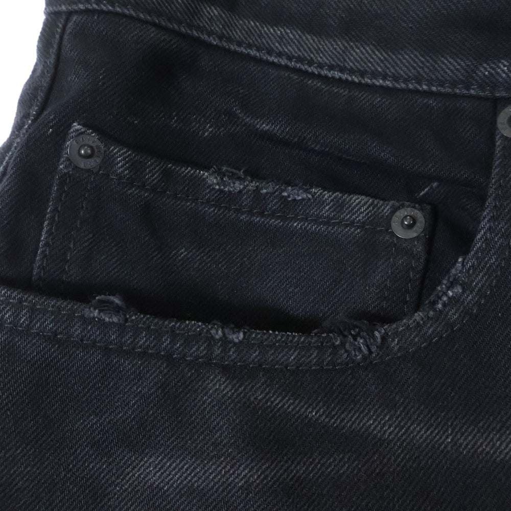 BALENCIAGA(バレンシアガ) 25SS Baggy Denim ドローコードワックス加工バギーデニムワイドパンツ 814161 TQW64 ブラック