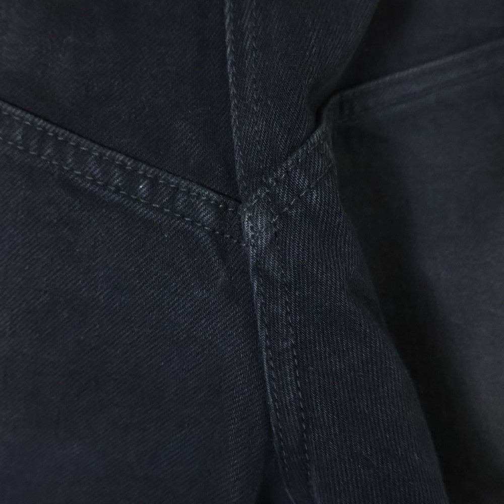 BALENCIAGA(バレンシアガ) 25SS Baggy Denim ドローコードワックス加工バギーデニムワイドパンツ 814161 TQW64 ブラック