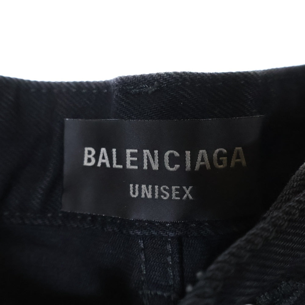 BALENCIAGA(バレンシアガ) 25SS Baggy Denim ドローコードワックス加工バギーデニムワイドパンツ 814161 TQW64 ブラック
