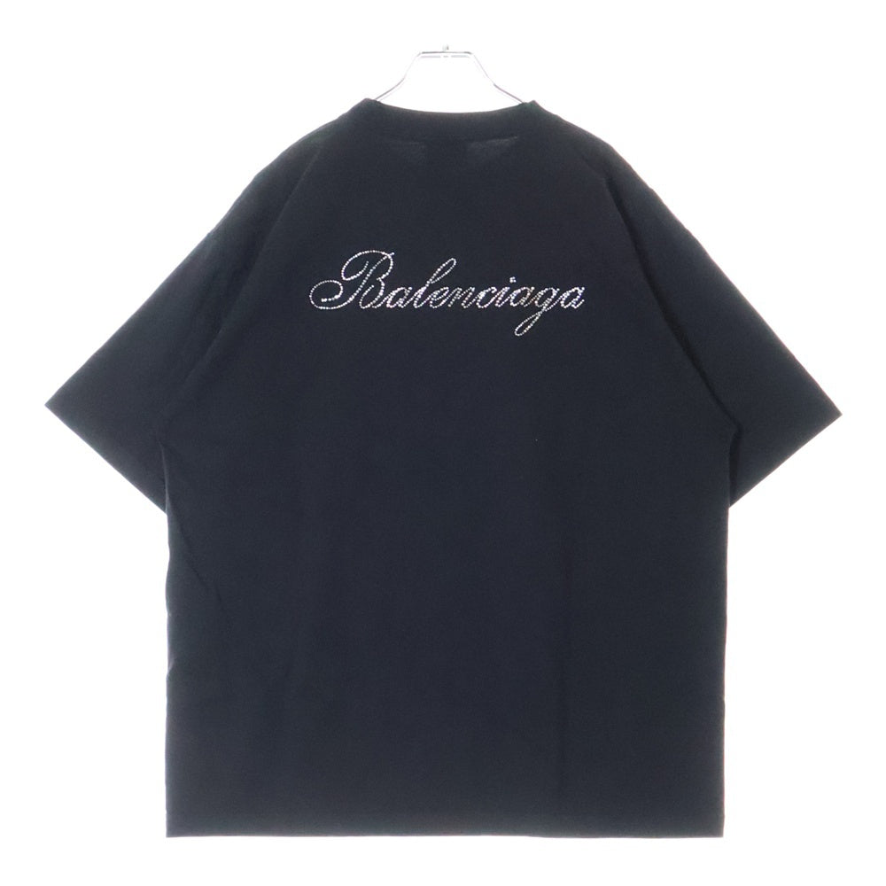 BALENCIAGA(バレンシアガ) バック クリスタルロゴ 半袖Tシャツ カットソー ブラック 641655 TPVP7