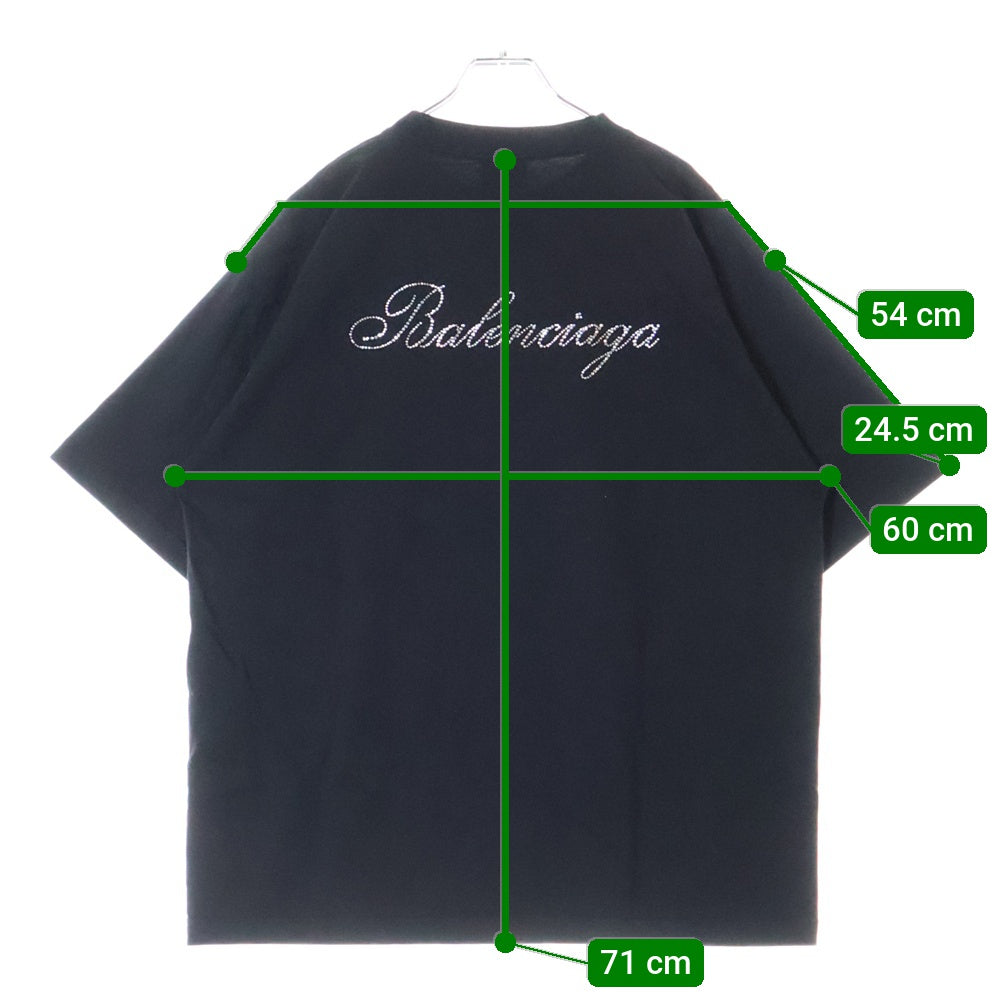 BALENCIAGA(バレンシアガ) バック クリスタルロゴ 半袖Tシャツ カットソー ブラック 641655 TPVP7