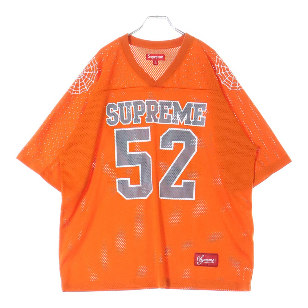 SUPREME(シュプリーム) 24SS Spiderweb Football Jersey スパイダーウェーブフットボールジャージー ゲームシャツ メッシュ半袖シャツ カットソー オレンジ