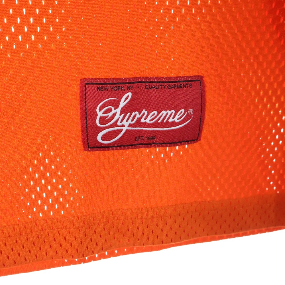 SUPREME(シュプリーム) 24SS Spiderweb Football Jersey スパイダーウェーブフットボールジャージー ゲームシャツ メッシュ半袖シャツ カットソー オレンジ