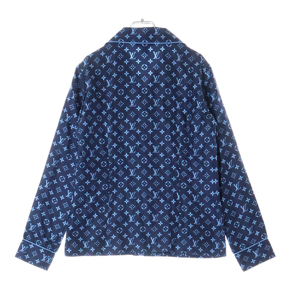 LOUIS VUITTON(ルイヴィトン) 22AW L/S Pajama Shirt W/Pocket 総柄デザイン パジャマシャツ ネイビー/ブルー レディース RW222W PR0 FNBL50