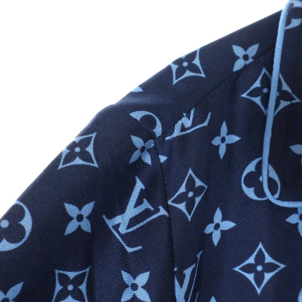 LOUIS VUITTON(ルイヴィトン) 22AW L/S Pajama Shirt W/Pocket 総柄デザイン パジャマシャツ ネイビー/ブルー レディース RW222W PR0 FNBL50