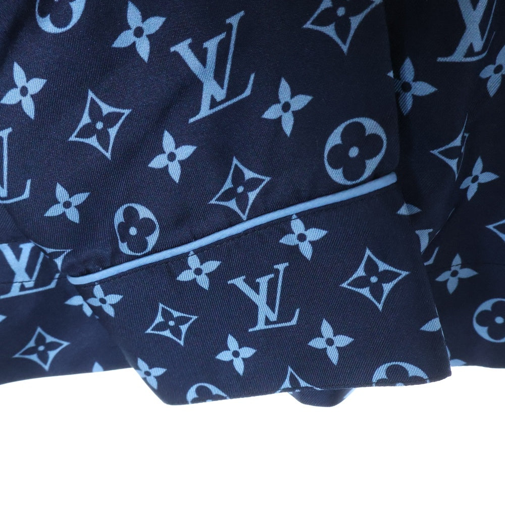 LOUIS VUITTON(ルイヴィトン) 22AW L/S Pajama Shirt W/Pocket 総柄デザイン パジャマシャツ ネイビー/ブルー レディース RW222W PR0 FNBL50