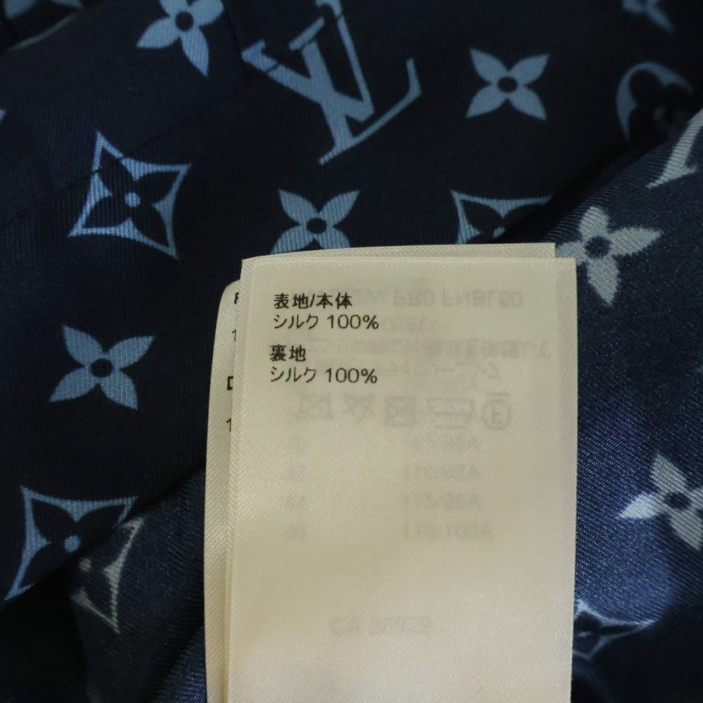 LOUIS VUITTON(ルイヴィトン) 22AW L/S Pajama Shirt W/Pocket 総柄デザイン パジャマシャツ ネイビー/ブルー レディース RW222W PR0 FNBL50