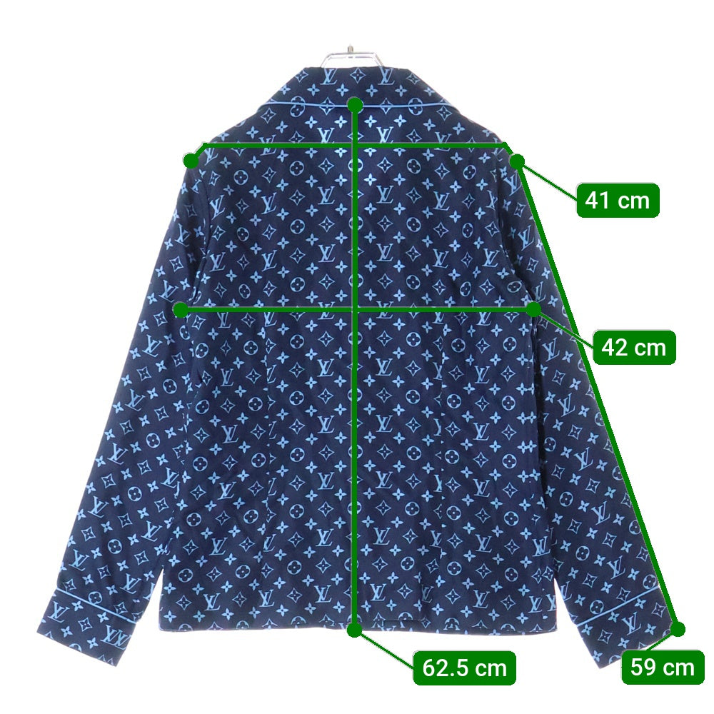 LOUIS VUITTON(ルイヴィトン) 22AW L/S Pajama Shirt W/Pocket 総柄デザイン パジャマシャツ ネイビー/ブルー レディース RW222W PR0 FNBL50