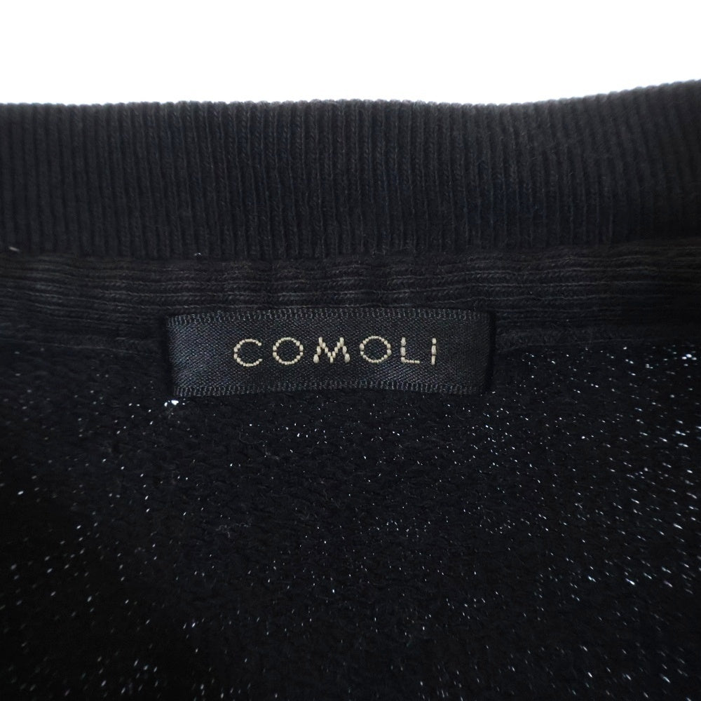 COMOLI(コモリ) インレイ起毛 長袖クルーネック スウェットトレーナー ブラック M01-05001