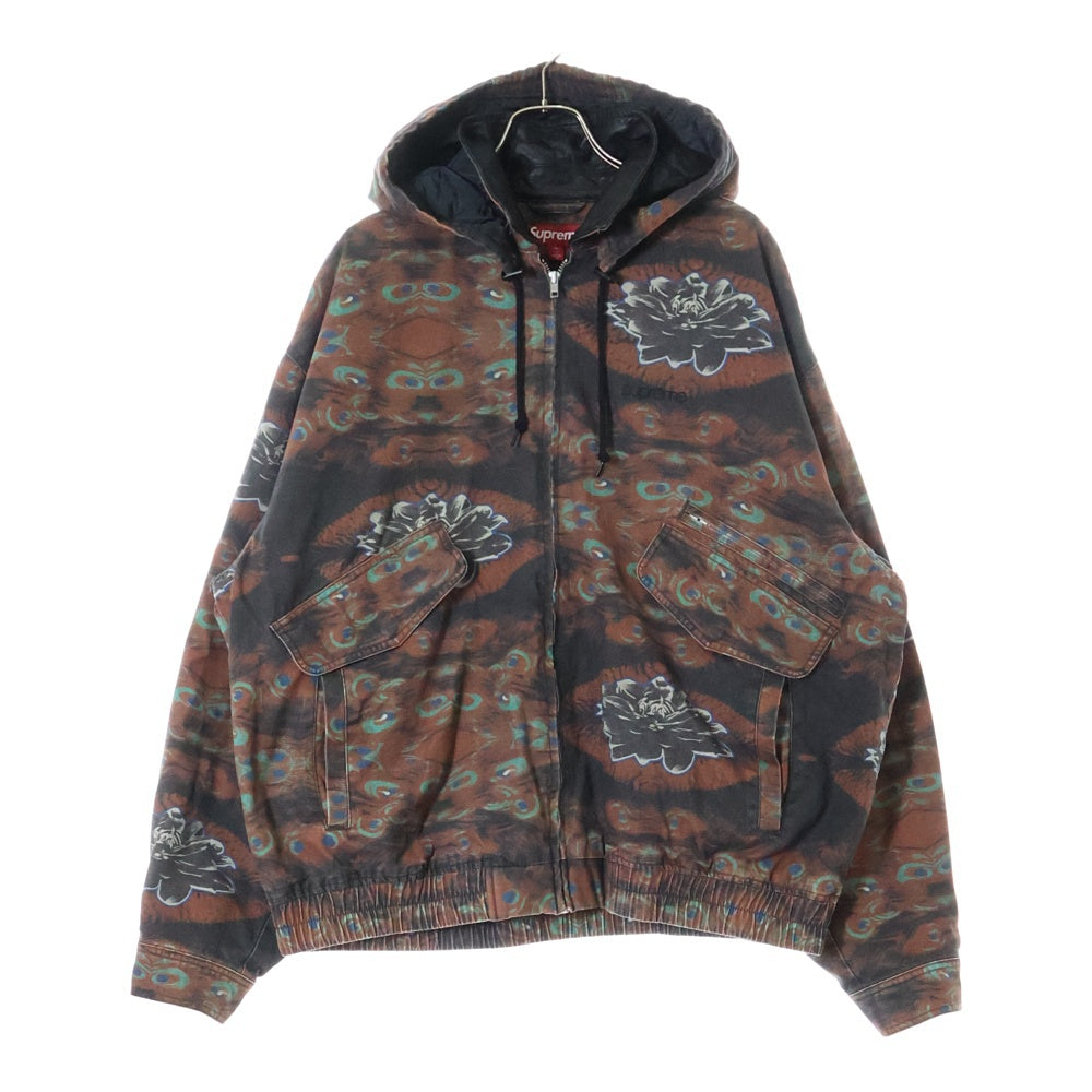 SUPREME(シュプリーム) 23AW Leather Collar Utility Jacket レザーカラーユーティリティージャケット 総柄デザイン アウター マルチカラー