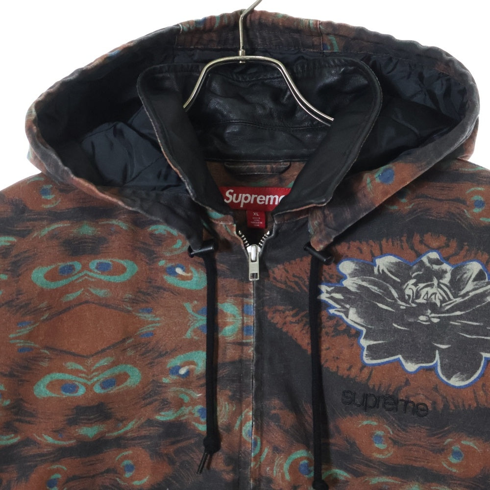 SUPREME(シュプリーム) 23AW Leather Collar Utility Jacket レザーカラーユーティリティージャケット 総柄デザイン アウター マルチカラー