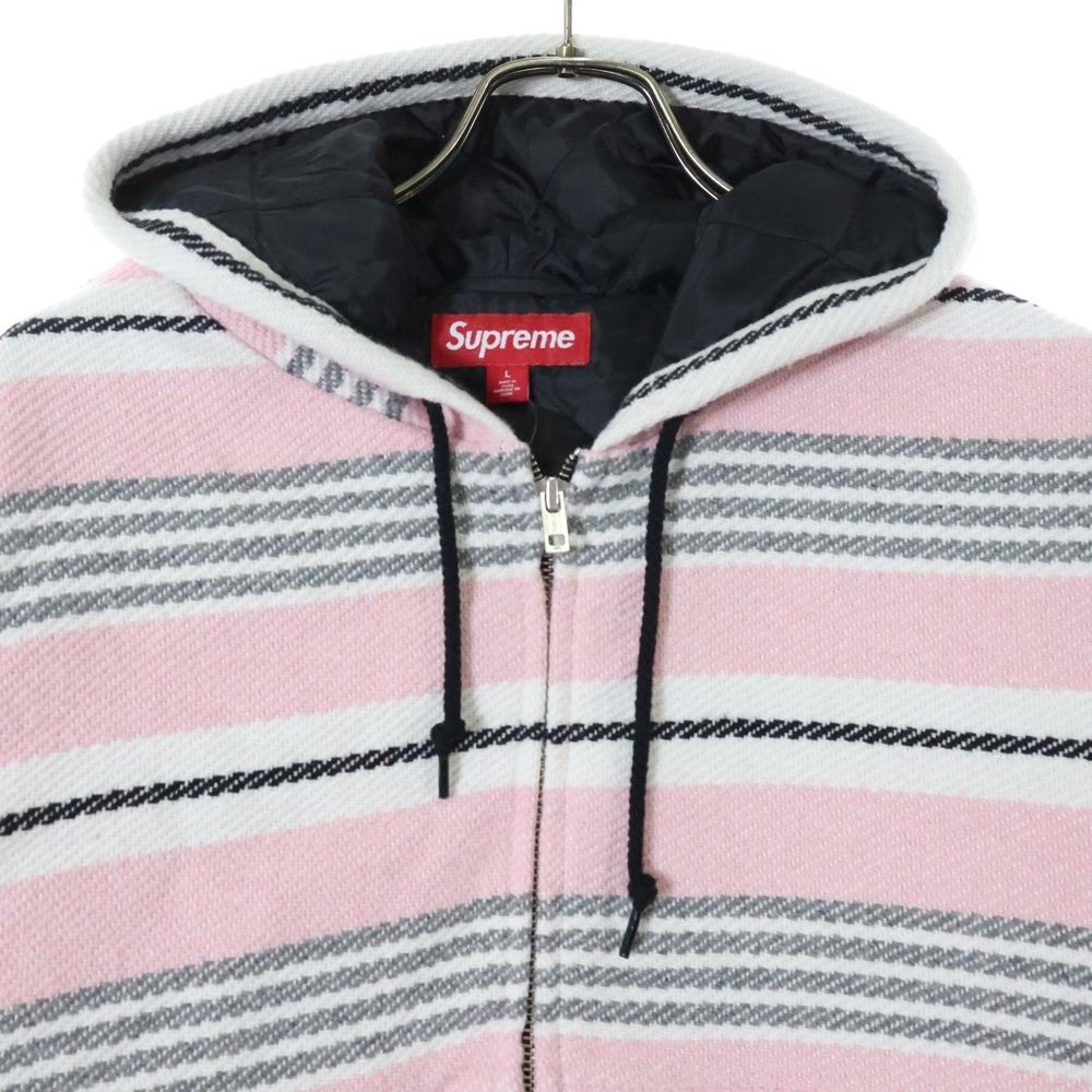 SUPREME(シュプリーム) 25SS Woven Stripe Hooded Jacket ウーブンストライプフーディージャケット アウター ピンク/ホワイト