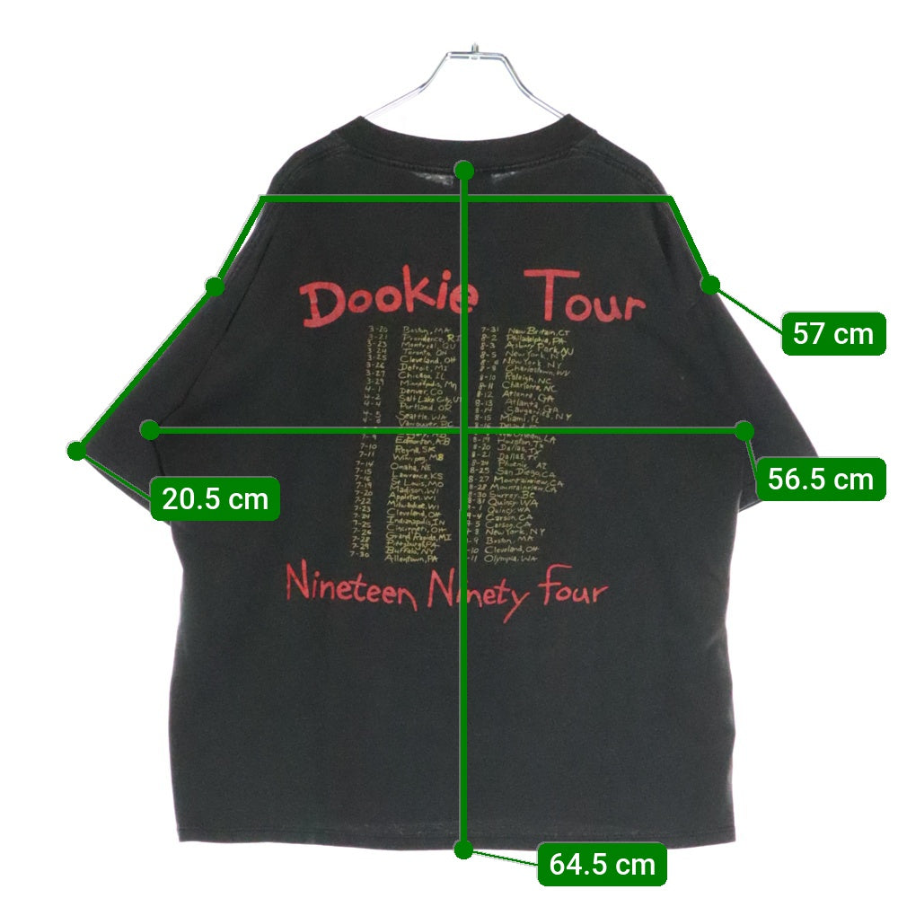 VINTAGE(ヴィンテージ) 90's GREEN DAY 1994 DOOKIE TOUR グリーンデイ ドゥーキーツアー プリント半袖Tシャツ カットソー ブラック ※裾丈詰め