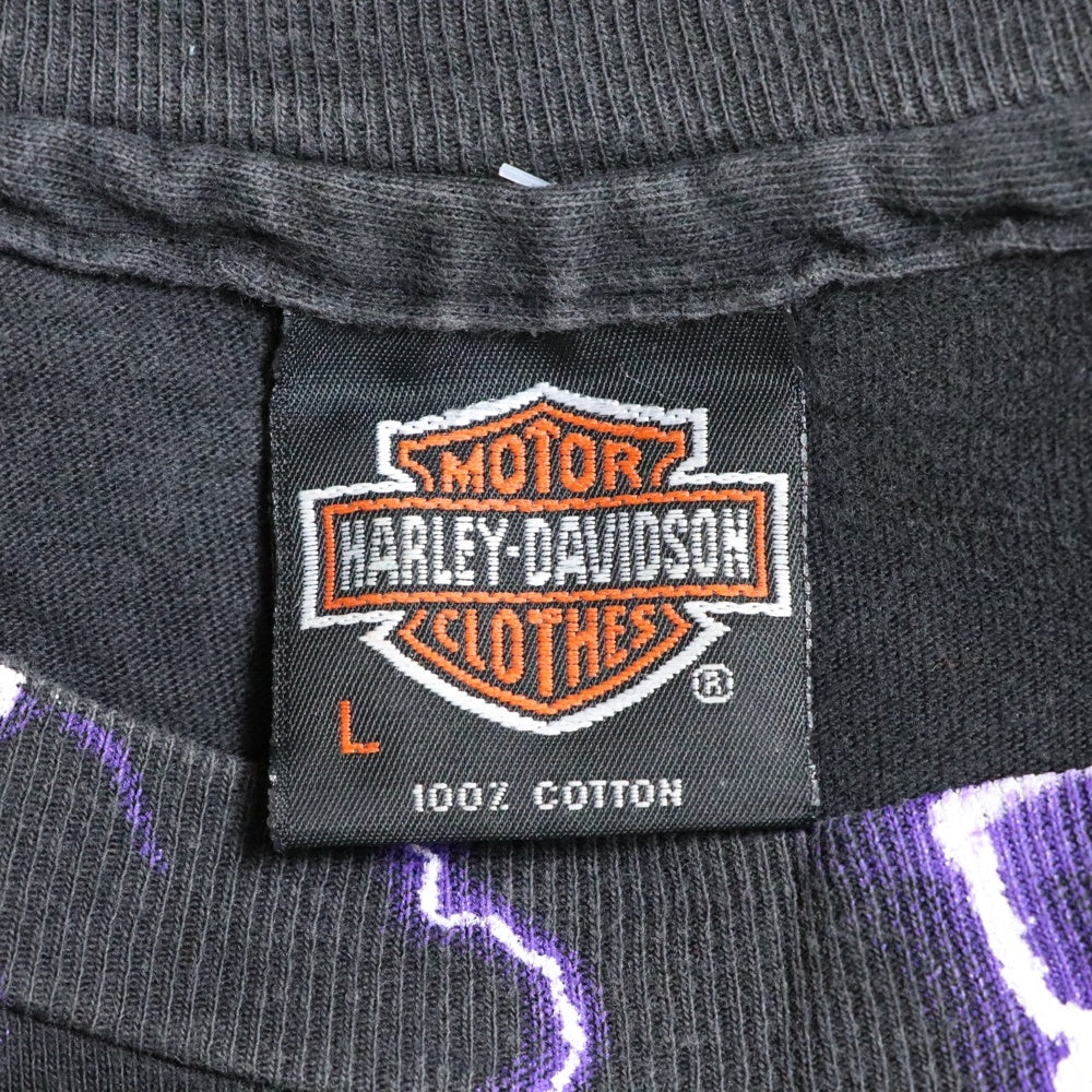 VINTAGE(ヴィンテージ) 90's HARLEY DAVIDSON THUNDER & LIGHTNING ハーレーダビッドソン サンダー&ライティング プリント半袖Tシャツ カットソー ブラック