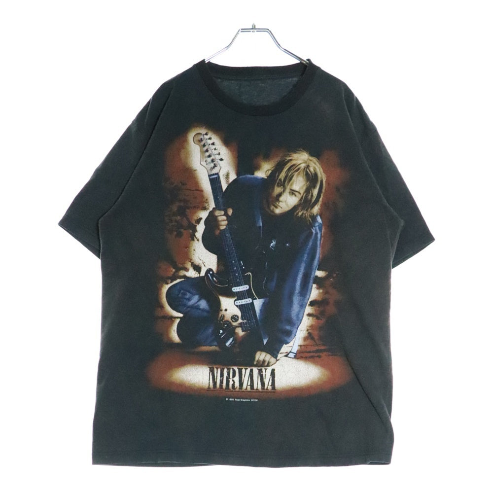 VINTAGE(ヴィンテージ) NIRVENA KURT KOBAIN BOOTLEG ニルヴァーナ カートコバーン ブート プリント半袖Tシャツ カットソー ブラック