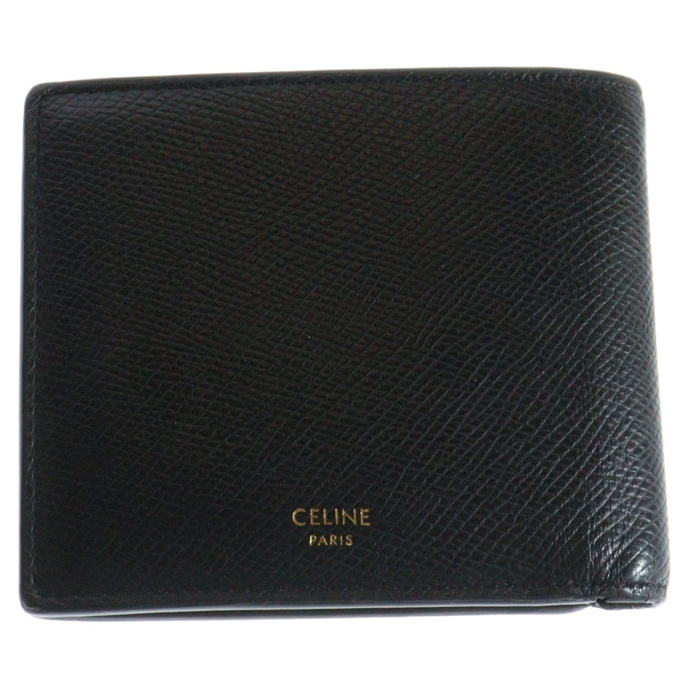 CELINE(セリーヌ) MY OWN WORST ENEMY レザーコンパクトウォレット 二つ折り財布 ブラック
