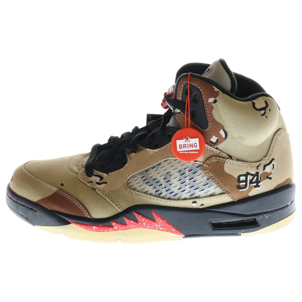 NIKE(ナイキ) 【観賞用 2015年製】 15AW ×Supreme AIR JORDAN 5 RETRO DESERT CAMO エアジョーダン5 デザートカモ ハイカットスニーカー US9.5/27.5cm 824371‐201