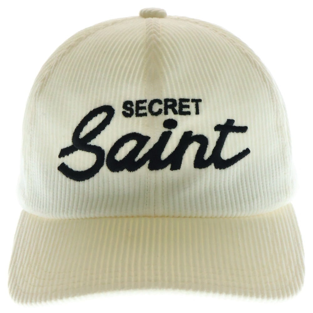 SAINT MICHAEL(セントマイケル) 24AW SECRET CAP ロゴ刺繍 コーデュロイ キャップ 帽子 ホワイト SM-YS1-0000-078