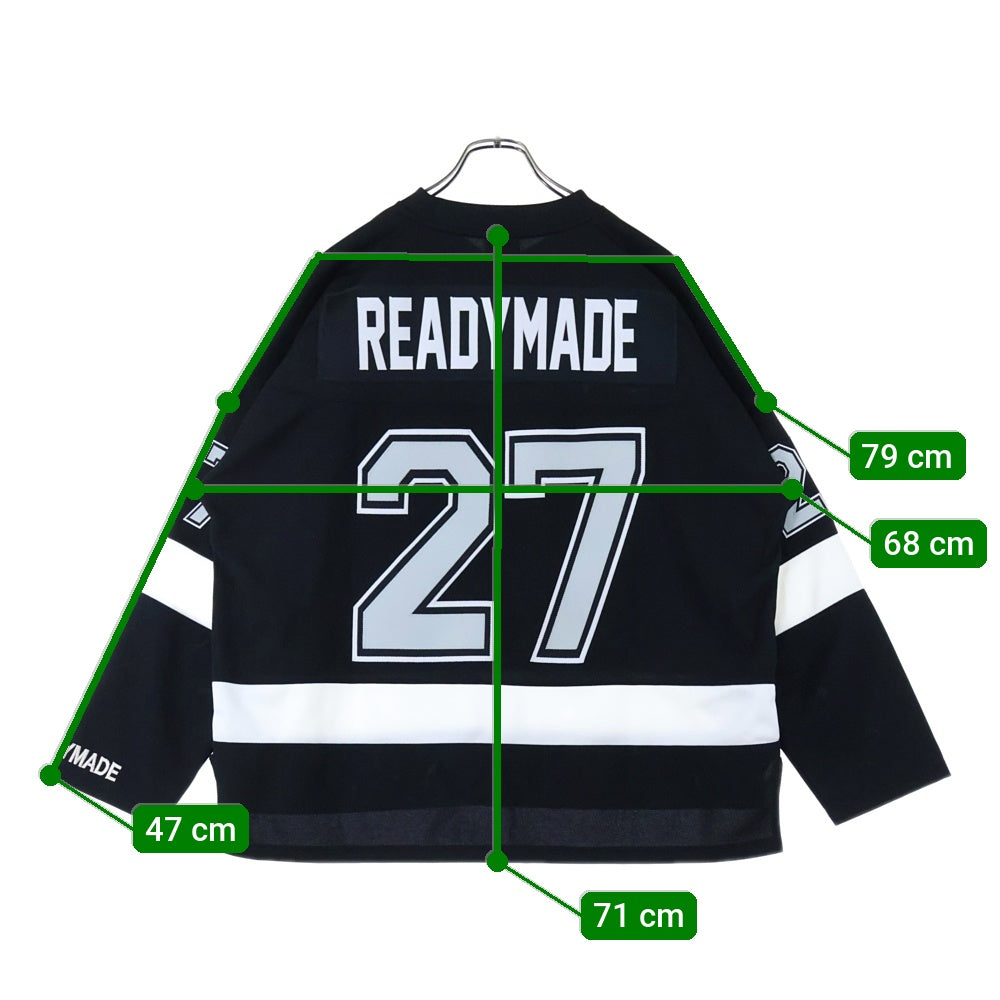 READY MADE(レディメイド) 23SS GAME SHIRT ロゴワッペン ゲームシャツ 長袖Tシャツ ロングスリーブ ブラック RE-P0-BK-00-00-249