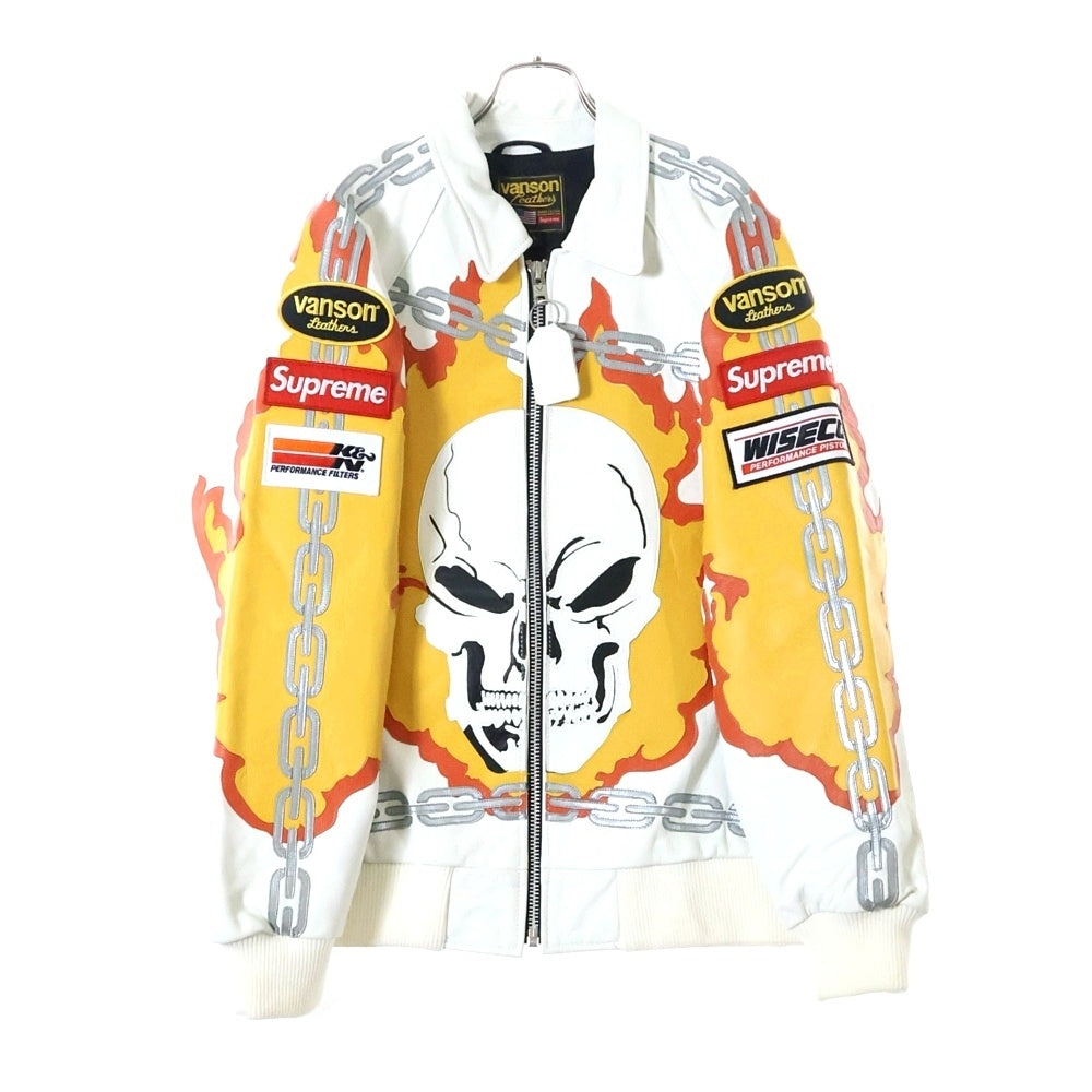 SUPREME(シュプリーム) 19SS ×VANSON Leathers Ghost Rider Jacket バンソン レザーゴーストライダージャケット ホワイト