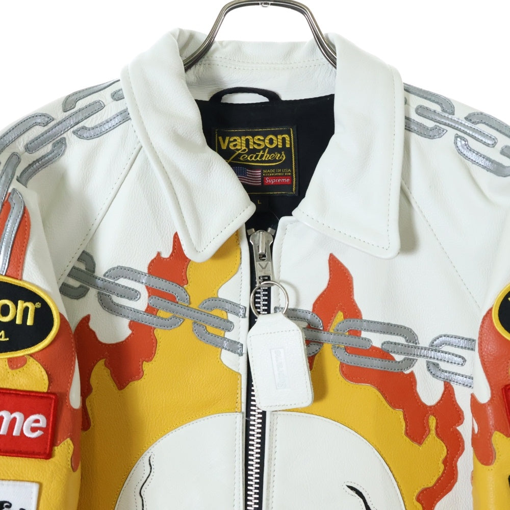 SUPREME(シュプリーム) 19SS ×VANSON Leathers Ghost Rider Jacket バンソン レザーゴーストライダージャケット ホワイト