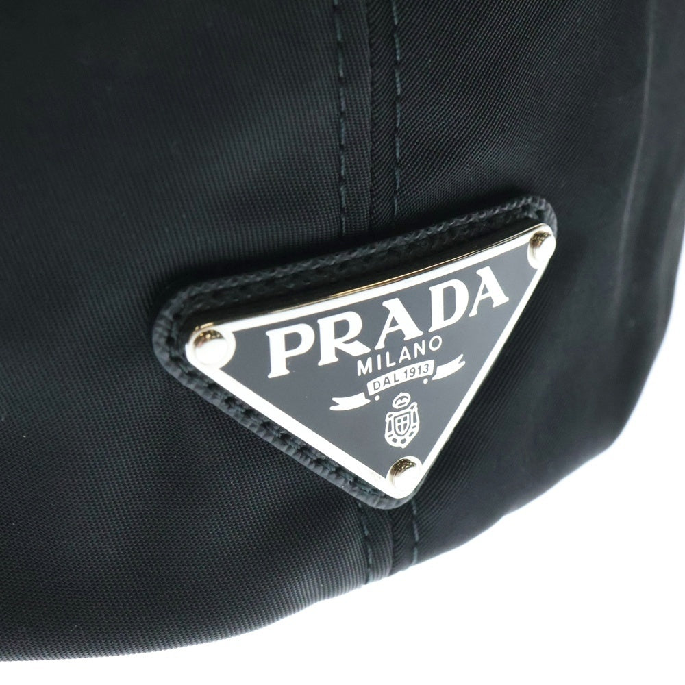 PRADA(プラダ) Re-Nylon トライアングルプレートロゴ ベレー帽 ハンチングハット 帽子 ブラック 2HC224 2DMI レディース